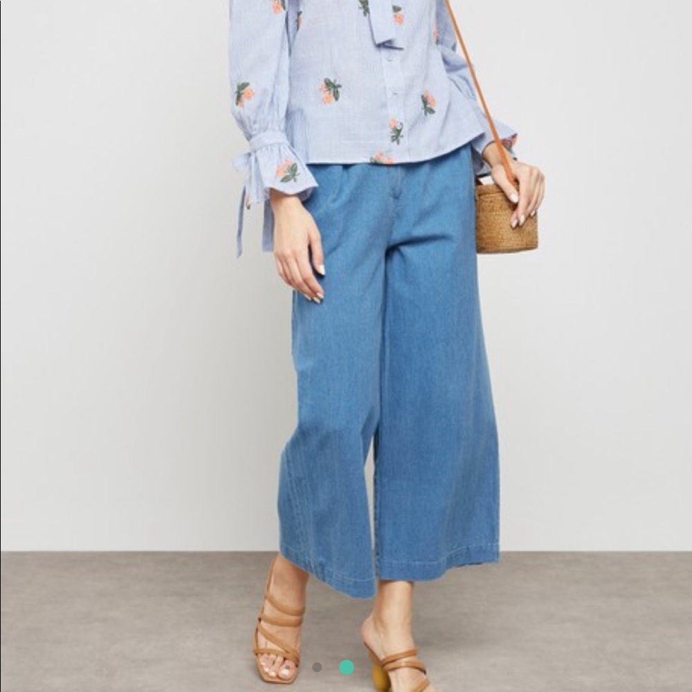 J.O.A. Wide Leg Chambray Culottes